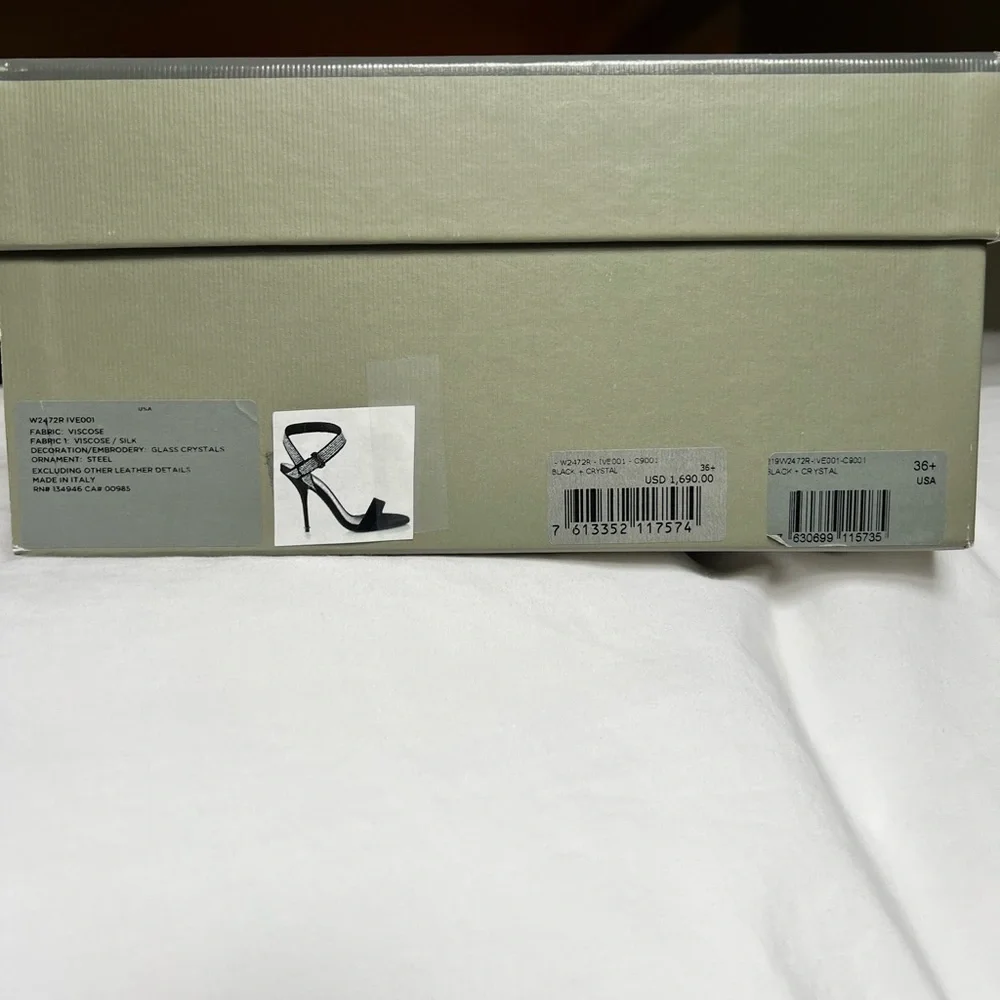 Tom Ford black velvet silk crystal stiletto sandals size 36 1/2 - Picture 7 of 8